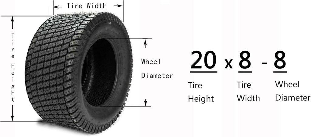 20x8-8 Lawn Mower Cart Turf Tires 4PR Tubeless G608991