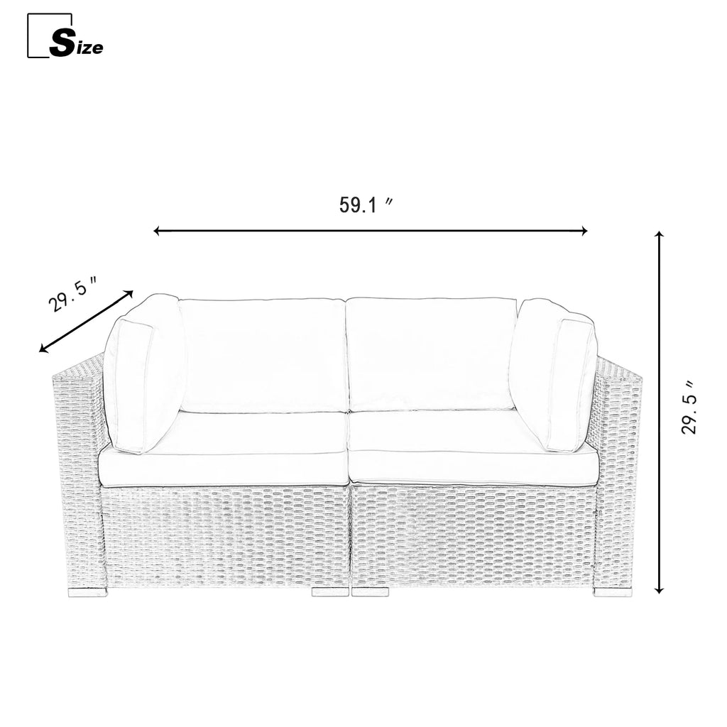 Orange 2 Piece Wicker Rattan Outdoor Sofa Set V378905