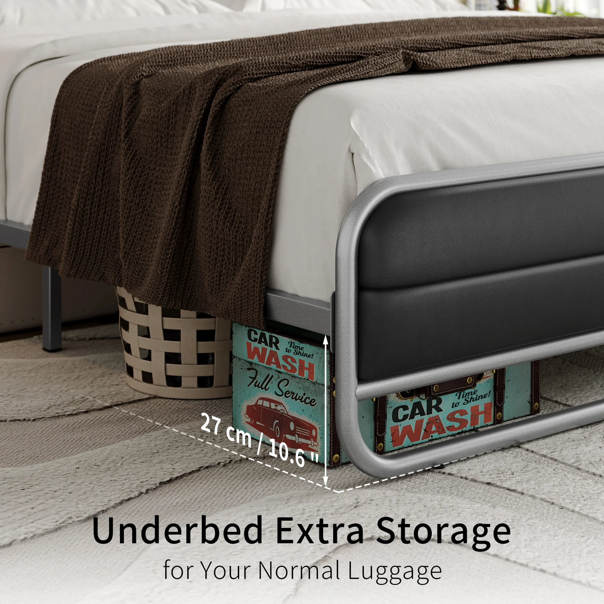 Full Bed Frame with PU Leather Upholstered Headboard Z6834