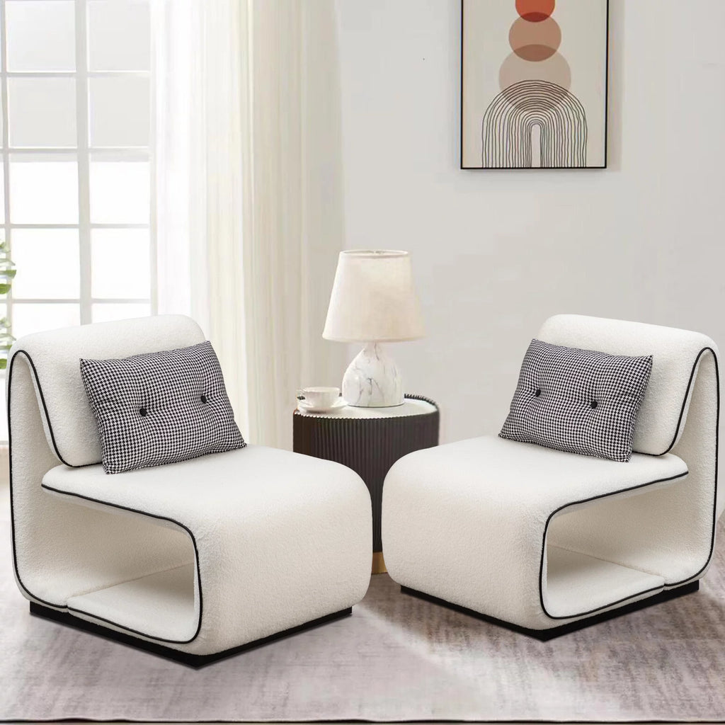 White Upholstered Sherpa Accent Chair I235451