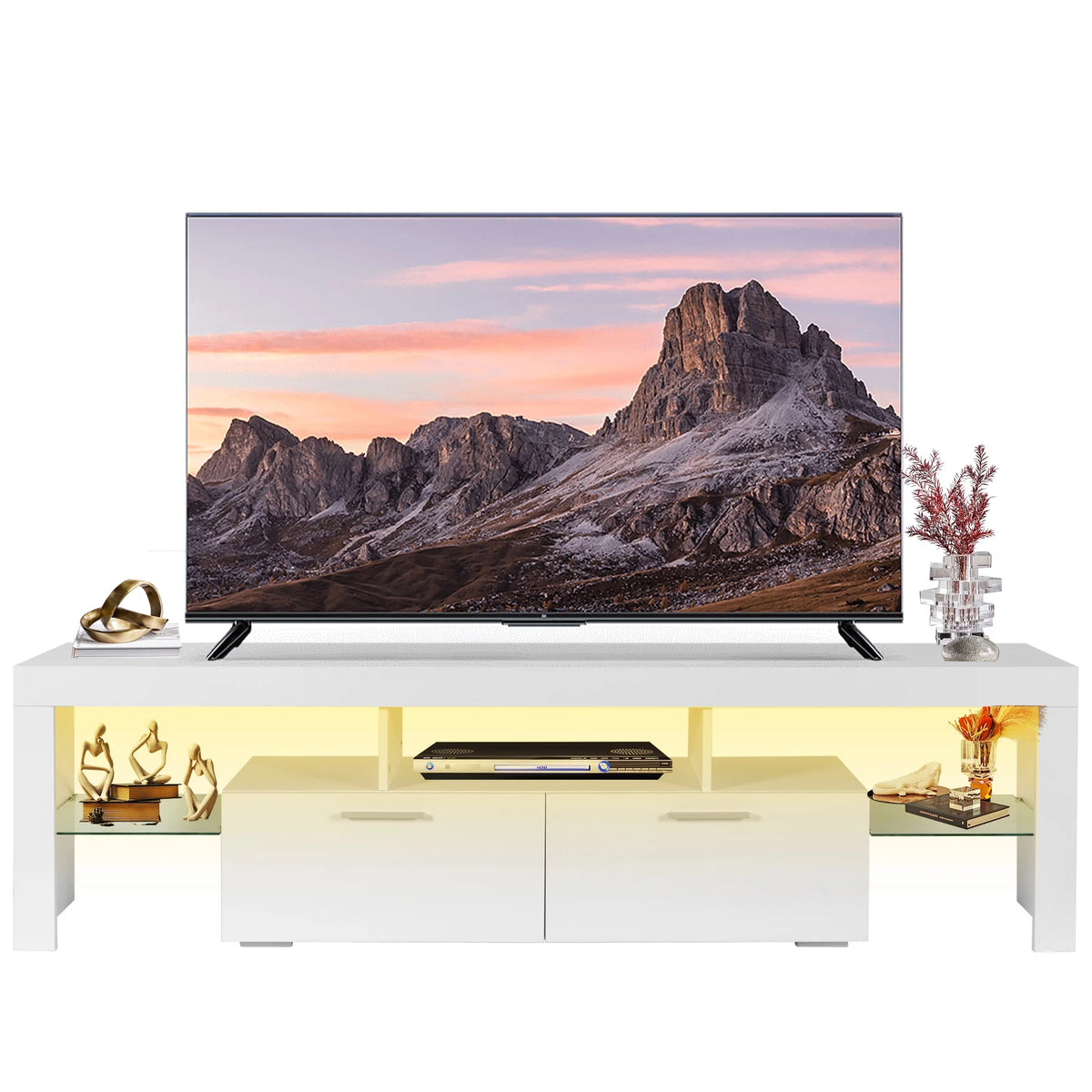 Black TV Stand for 70 Inch TV with LED Light D45312