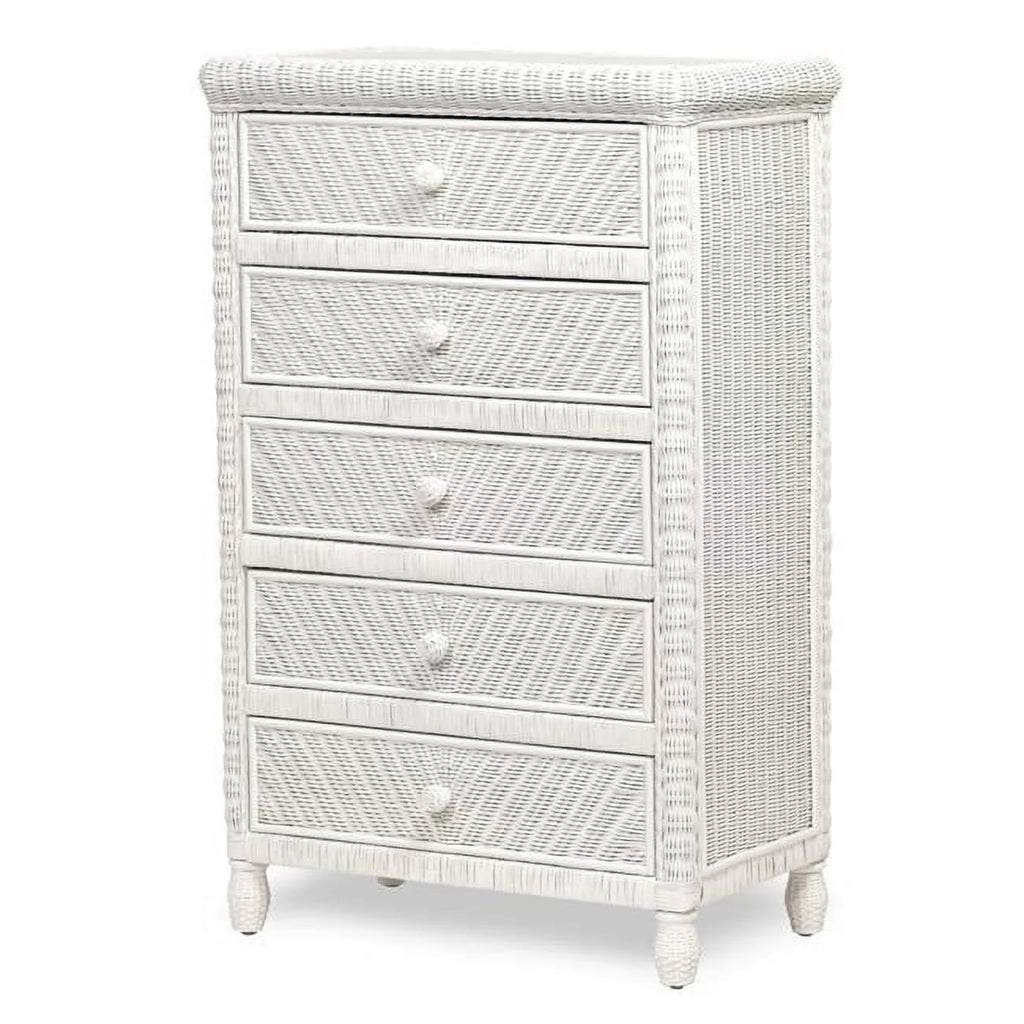 White Wood 5 Drawer Chest K659