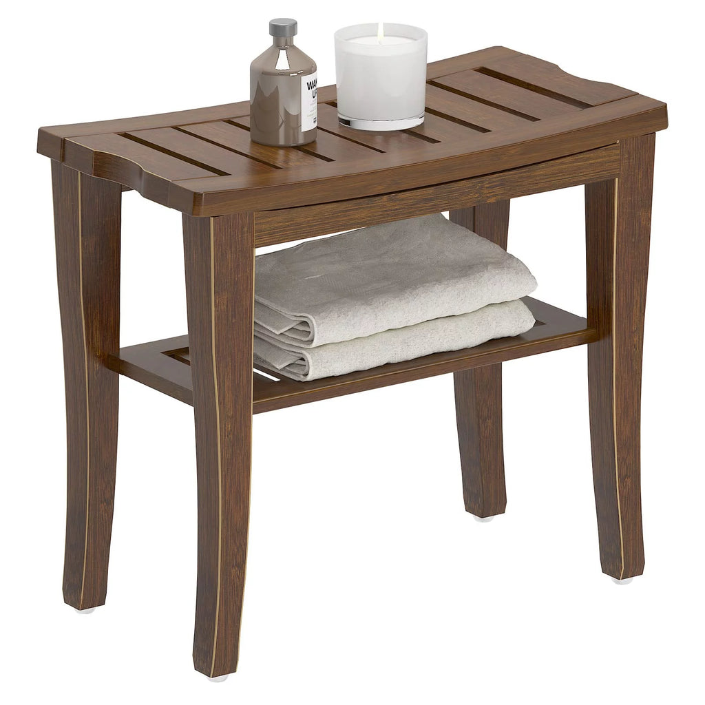 18.5" Bamboo Shower Bench with Storage Shelf N6343