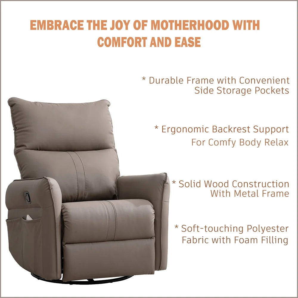 High Back 360 Degree Swivel Rocking Chair with Side Pocket K69472
