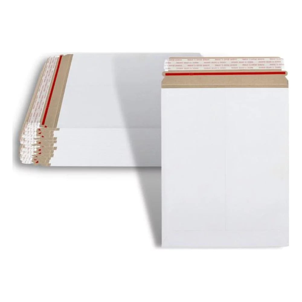 White Cardboard Rigid Mailers with Self Adhesive Seal, 6" x 8" J396