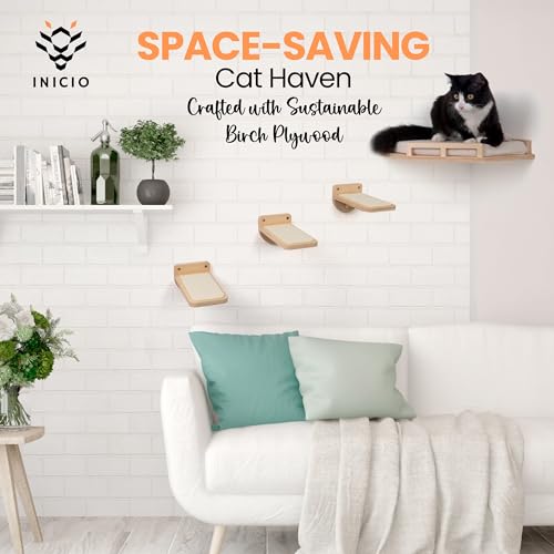 Brown 3 Step Cat Wall Shelves P25649