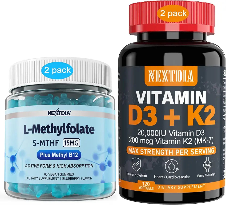 Vitamin D3 20,000 IU + K2 200mcg, L-MethylFolate 15mg & Methyl B12 Gummies M4657