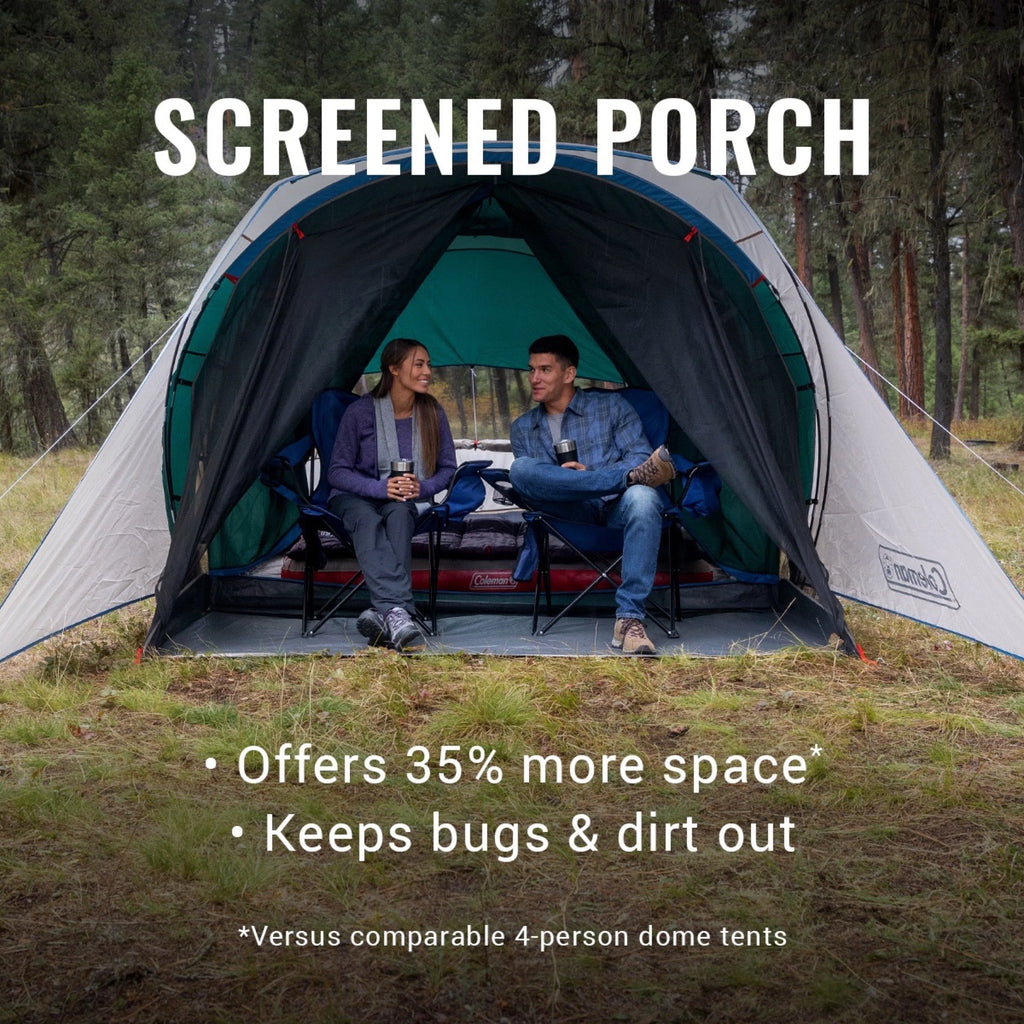 4 Person Cabin Tent with Screened Porch, 2 Rooms, Green M986