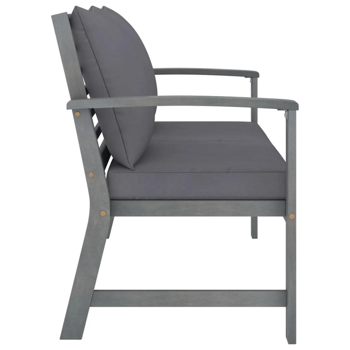 Dark Gray Cushion Solid Acacia Wood Patio Bench K59998