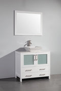 36 in. White Single Sink Vanity Cabinet with Ceramic Vessel Sink & Mirror L43807