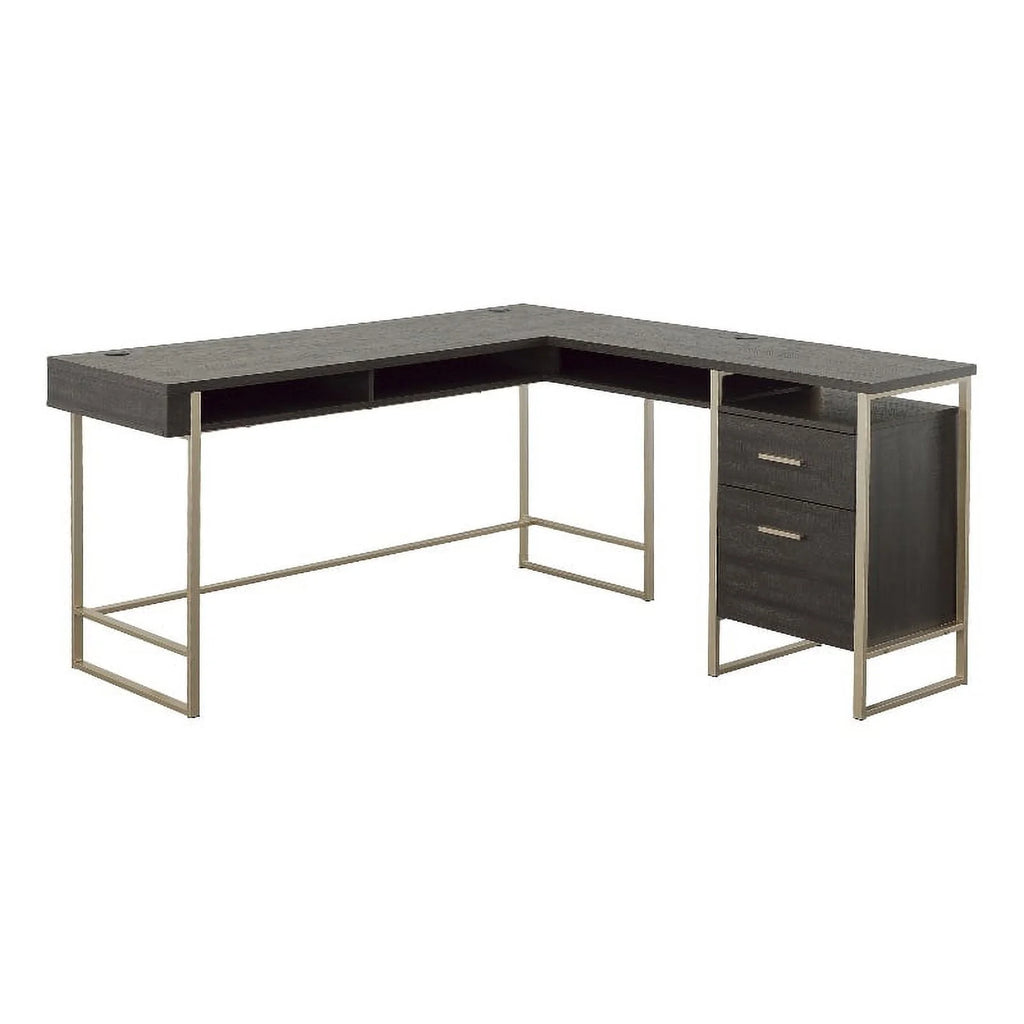 Contemporary L-Desk in Blade Walnut F321612