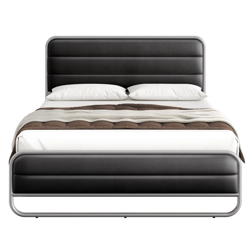 Full Bed Frame with PU Leather Upholstered Headboard Z6834