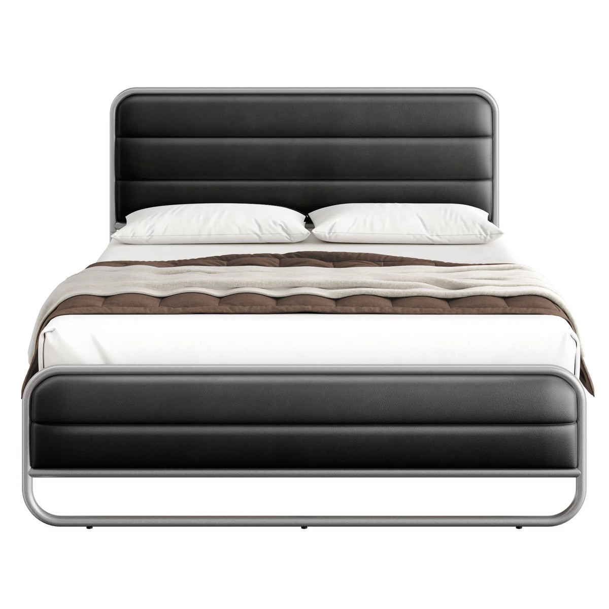 Full Bed Frame with PU Leather Upholstered Headboard Z6834