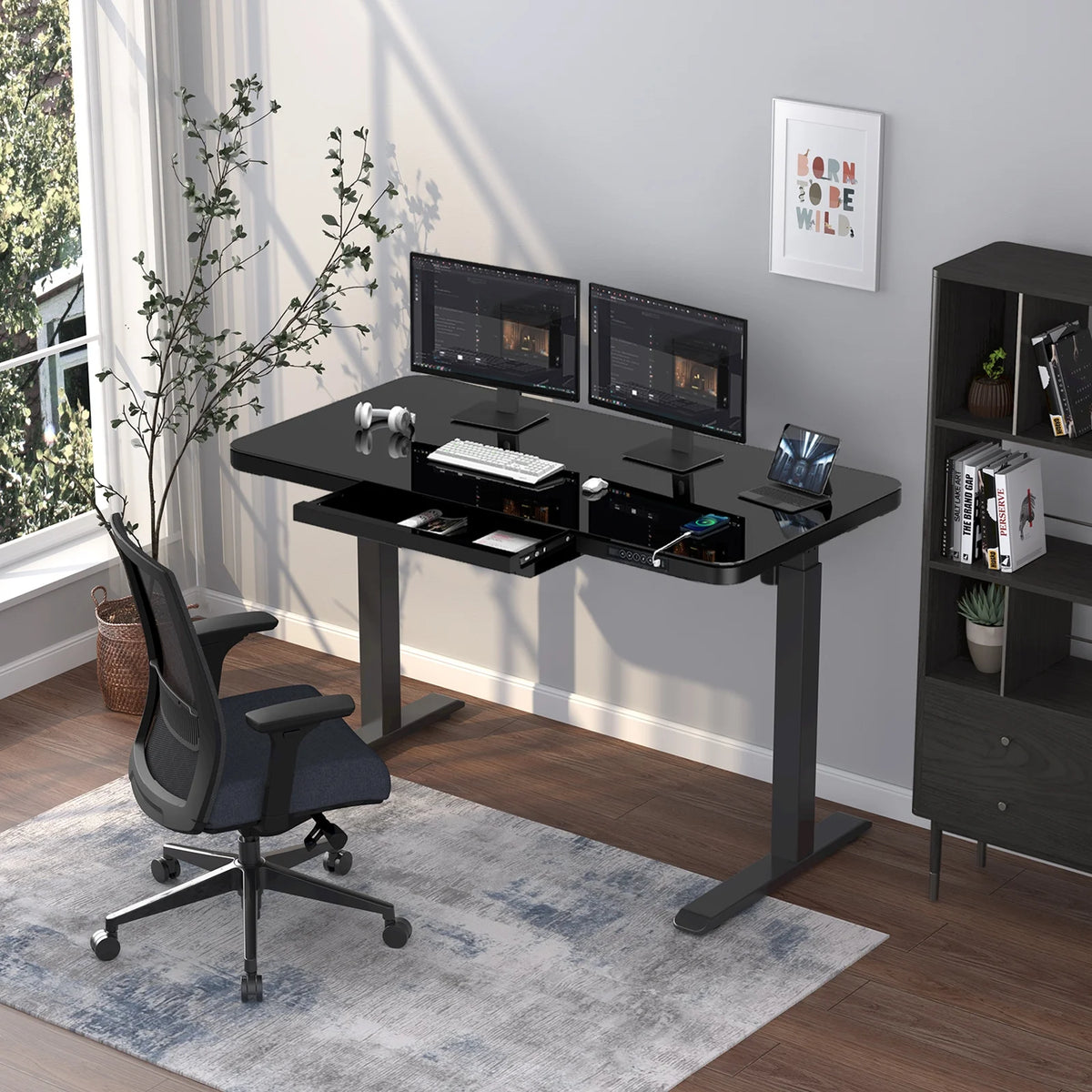 45 Inch Adjustable Height Standing Desk with Drawers T870503