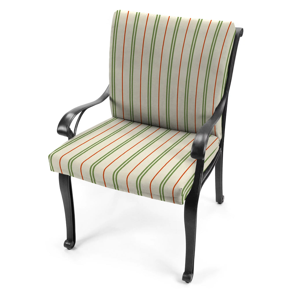 Grey Stripe Rectangular Outdoor Chair Cushion with Ties C163451