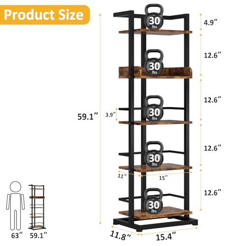 5 Tier Wood Bookcase with Metal Edge Protection Z39980