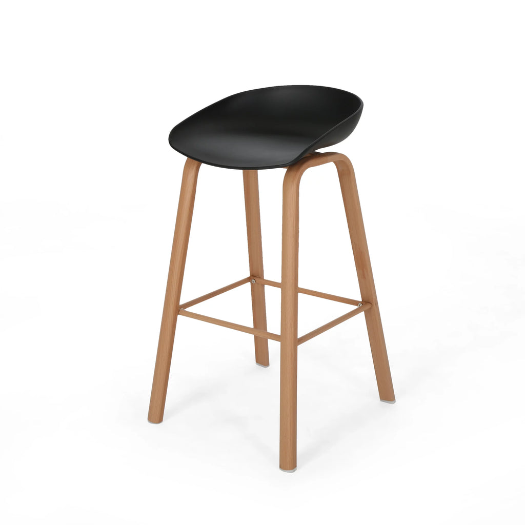 Black Fabric Barstool with Iron Legs, Set of 2 R2388