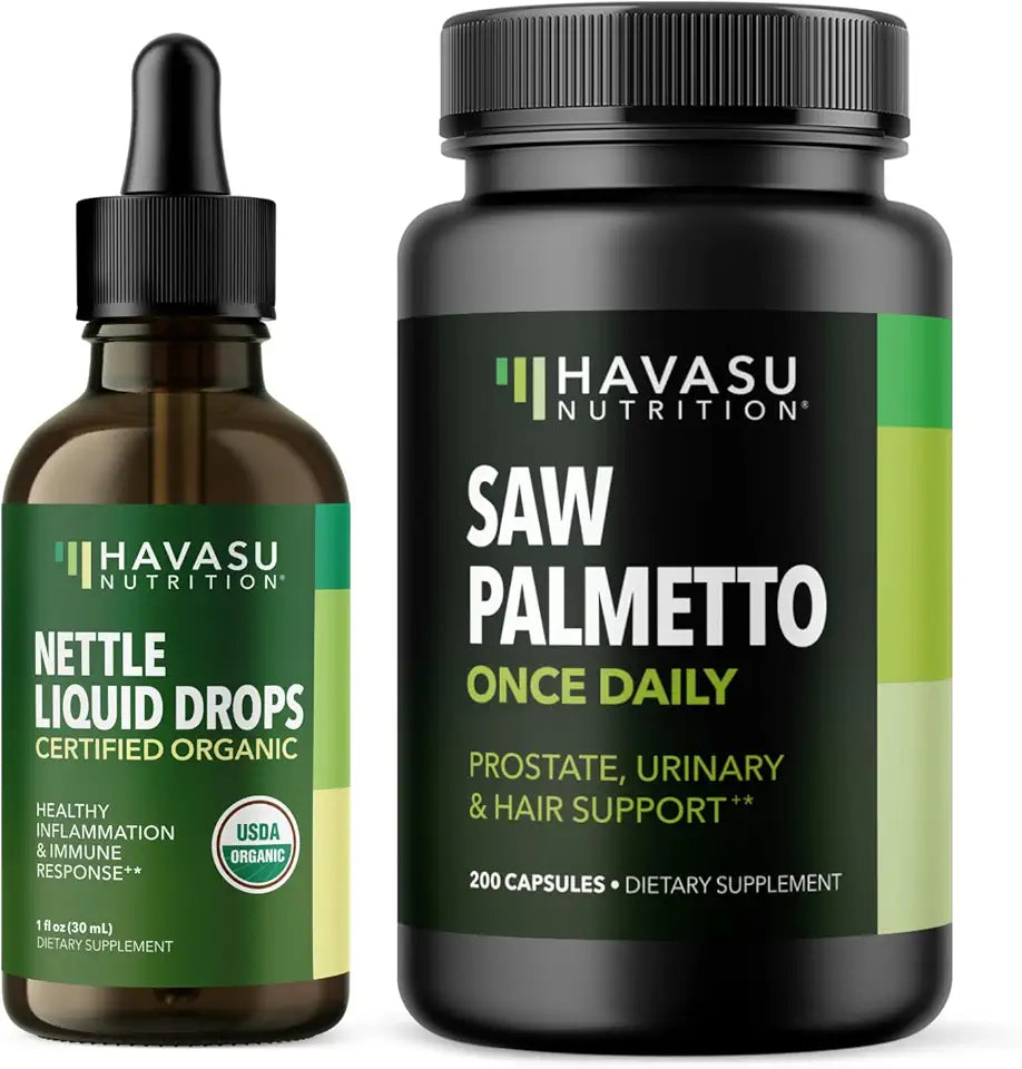 Organic Nettle Liquid Drops + Saw Palmetto Capsules N79543