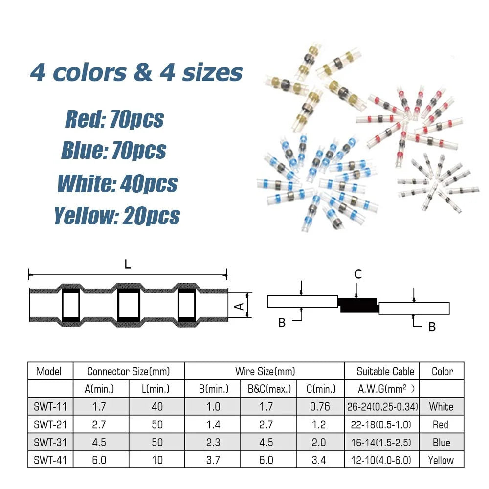200PCS Heat Shrink Solder Seal Wire Connectors N75336