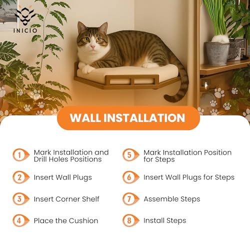 Brown 3 Step Cat Wall Shelves P25649