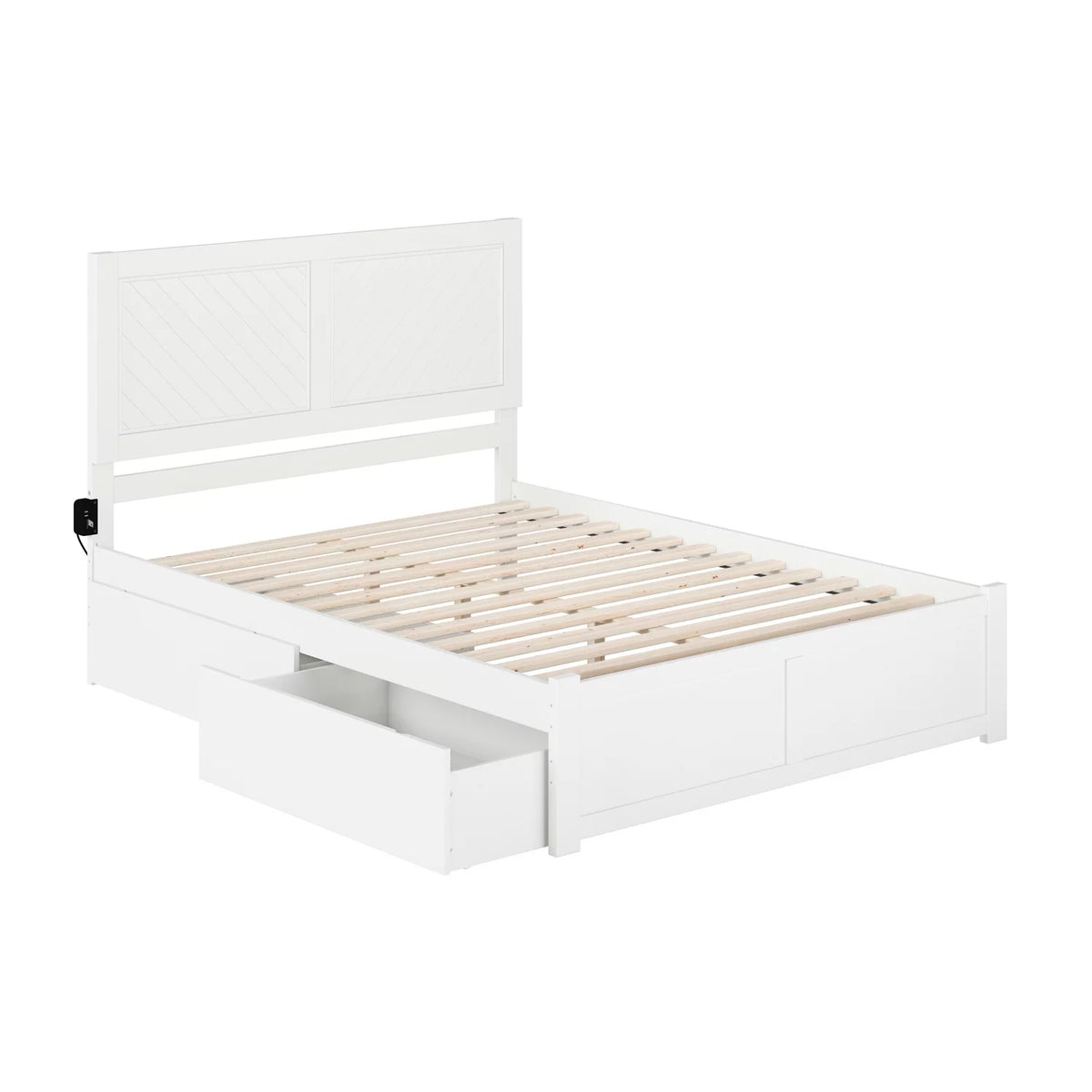 White King Size Platform Bed with 2 Storage Drawers U888