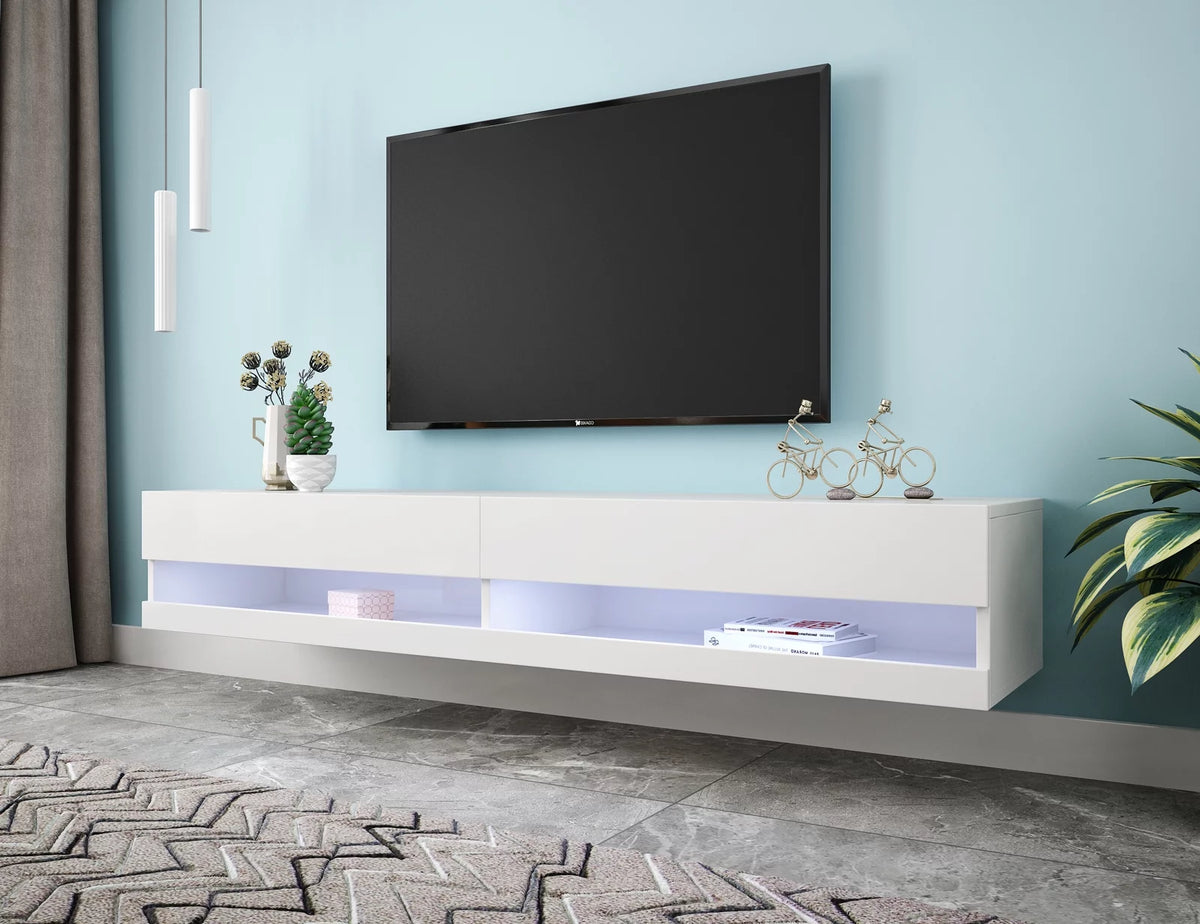 White Wall Mounted Floating TV Stand up to 80 inch A61103