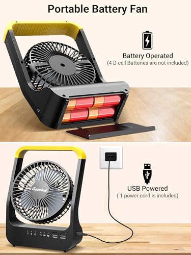 Battery Operated Portable Desk Fan with Timer, 3 Speeds, Blue H641358