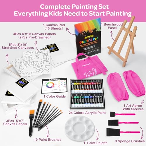 59pcs Acrylic Paint Set with Easel Brushes Canvas G563