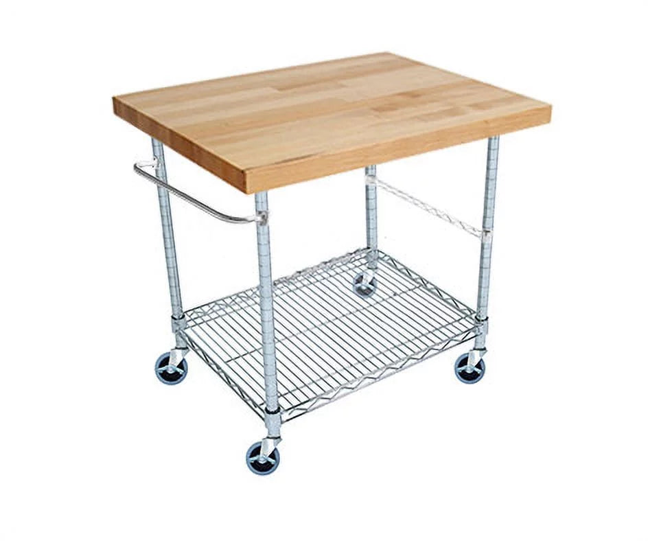 2 Tier Gourmet Cart with Maple Butcher Block Top B406039