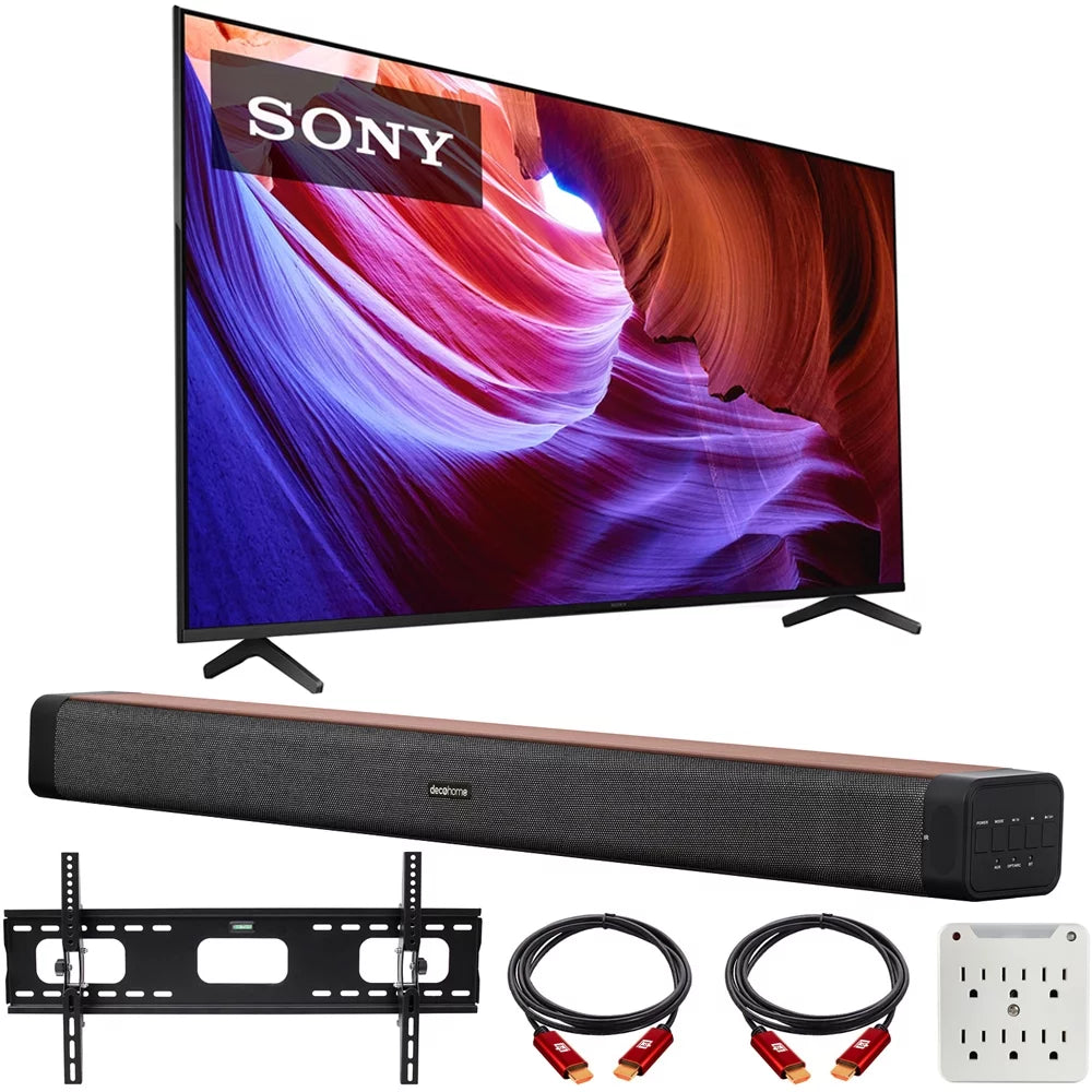 75" 4K HDR LED TV with Soundbar, TV Wall Mount Bracket and 6-Outlet Surge Adapter Q2866