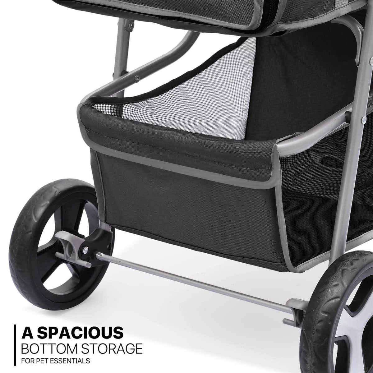 Foldable 3 Wheels Pet Stroller with Storage Basket and Cup Holder S759