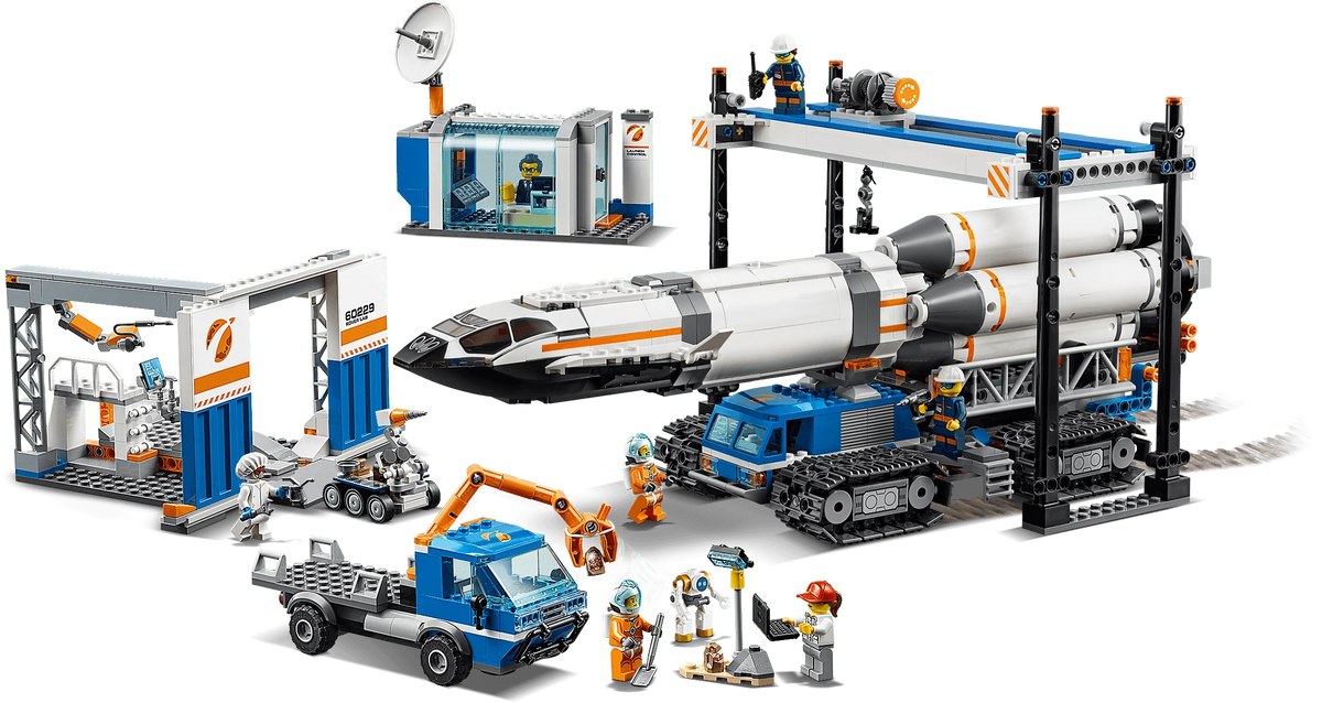Space Rocket Assembly & Transport Toy Set 1055 Pieces C675049