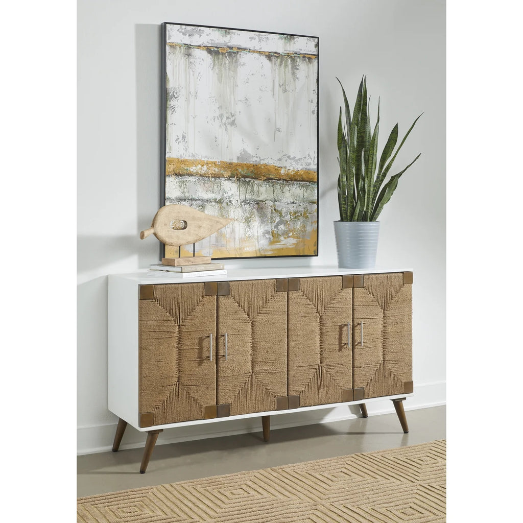 White 4-Door Wood Credenza F622742