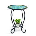 Two Tier Green Mosaic Outdoor Side Table D60811