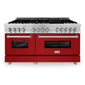 60 In. Dual Fuel Range Stainless Steel Red Gloss Door T696