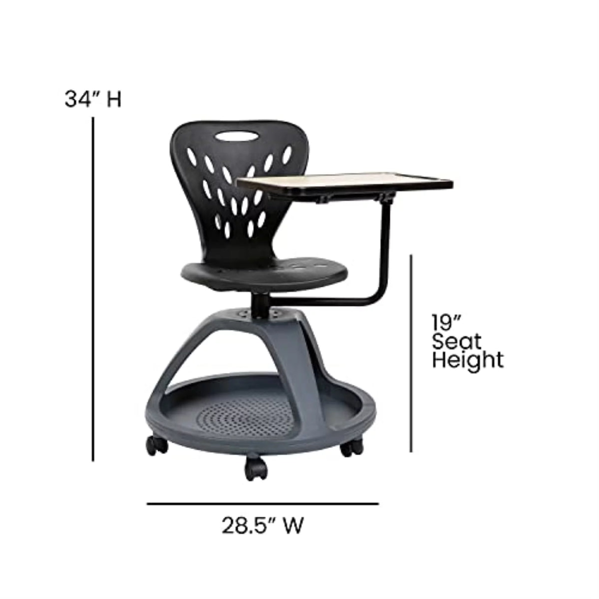 Black Plastic Mid Back Desk Chair with Casters S1857