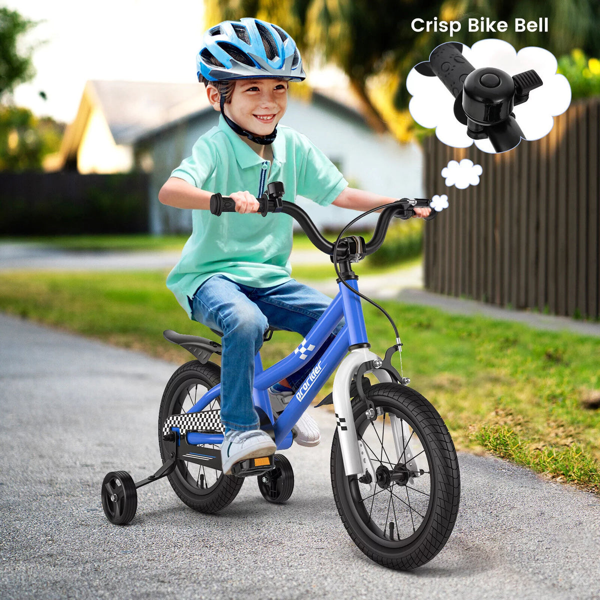 14 Kid's Bike with Training Wheels and Basket, Blue J958678