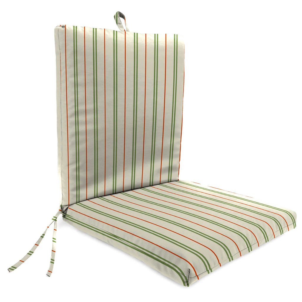 Grey Stripe Rectangular Outdoor Chair Cushion with Ties C163451