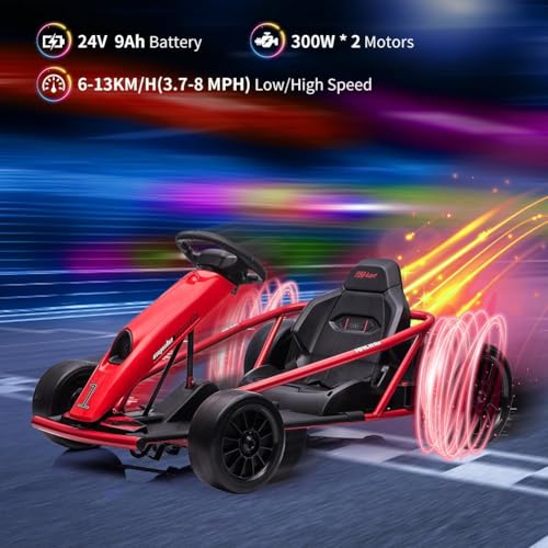 24V 9Ah Battery 300W*2 Motors 8MPH Drifting Go Kart White F269