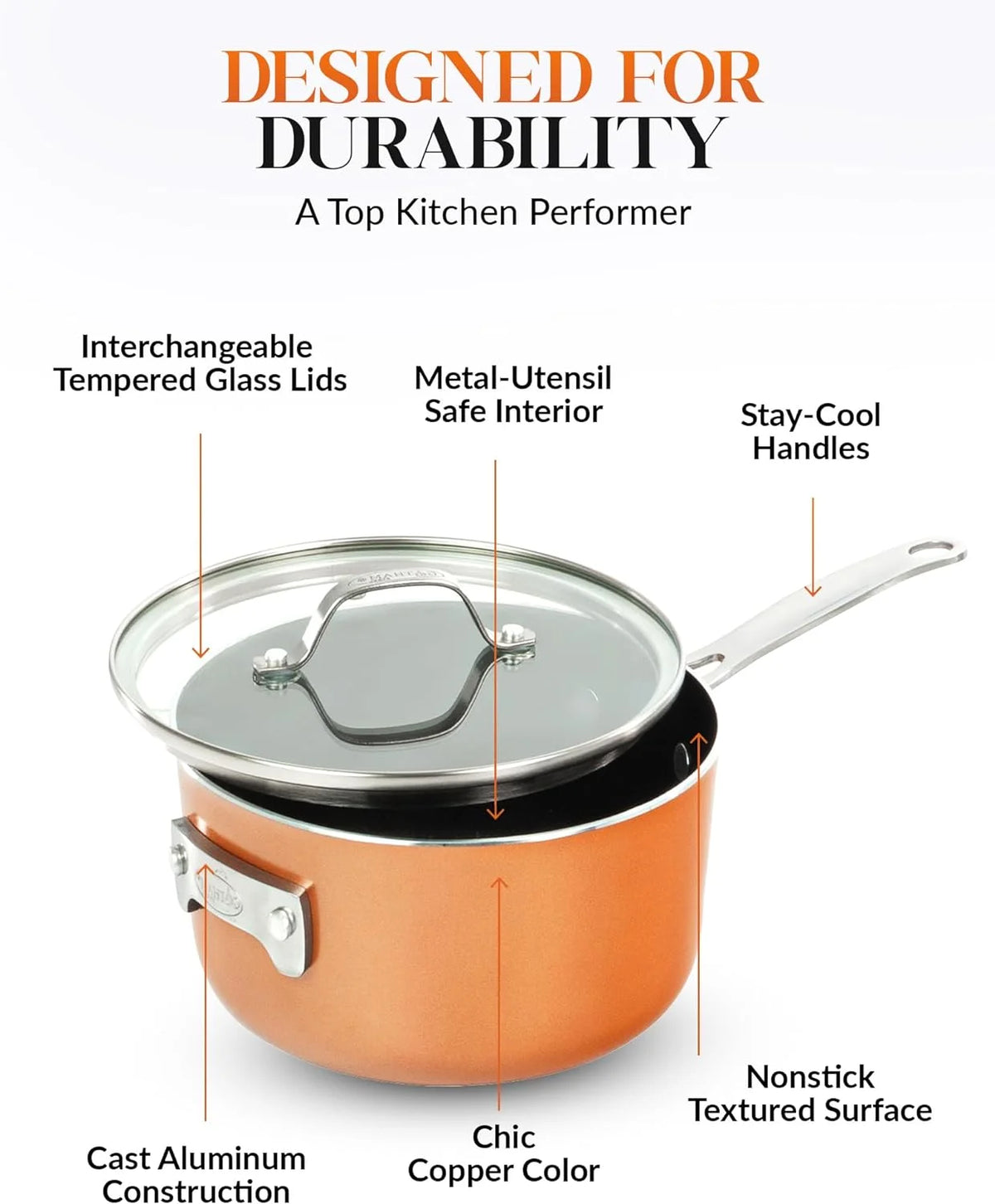 10 Pc Nonstick Copper Cookware Set A682