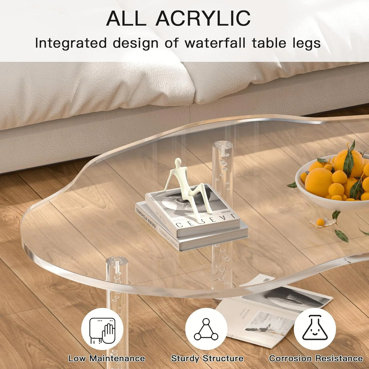 Acrylic Cloud Shape Coffee Table 39"x28"x16" Clear Irregular Coffee Table C543