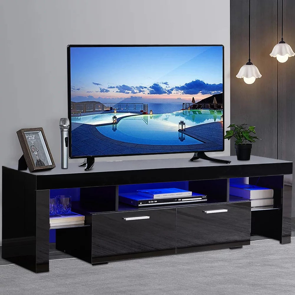 Black TV Stand for 70 Inch TV with LED Light D45312