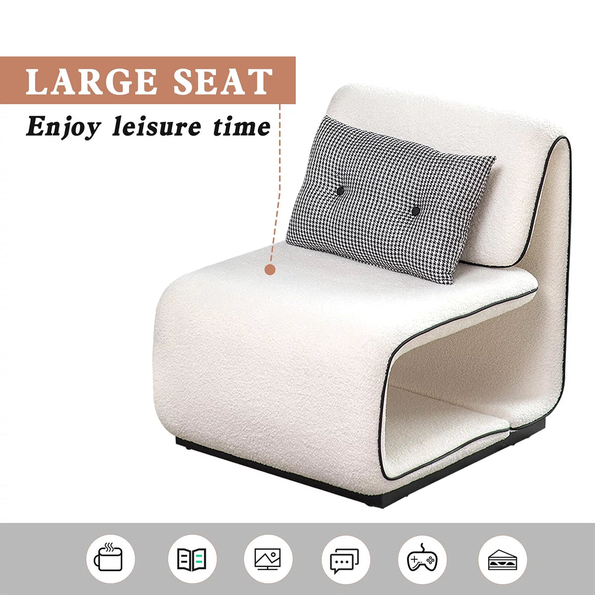 White Upholstered Sherpa Accent Chair I235451