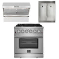 30 Inch Gas Range, Wall Mount Range Hood, Refrigerator Q65381