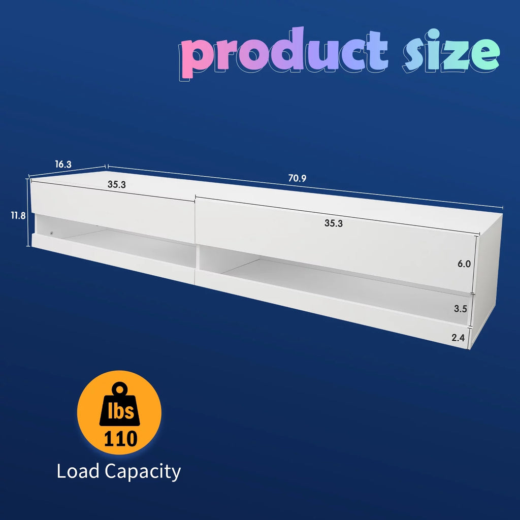 White Wall Mounted Floating TV Stand up to 80 inch A61103