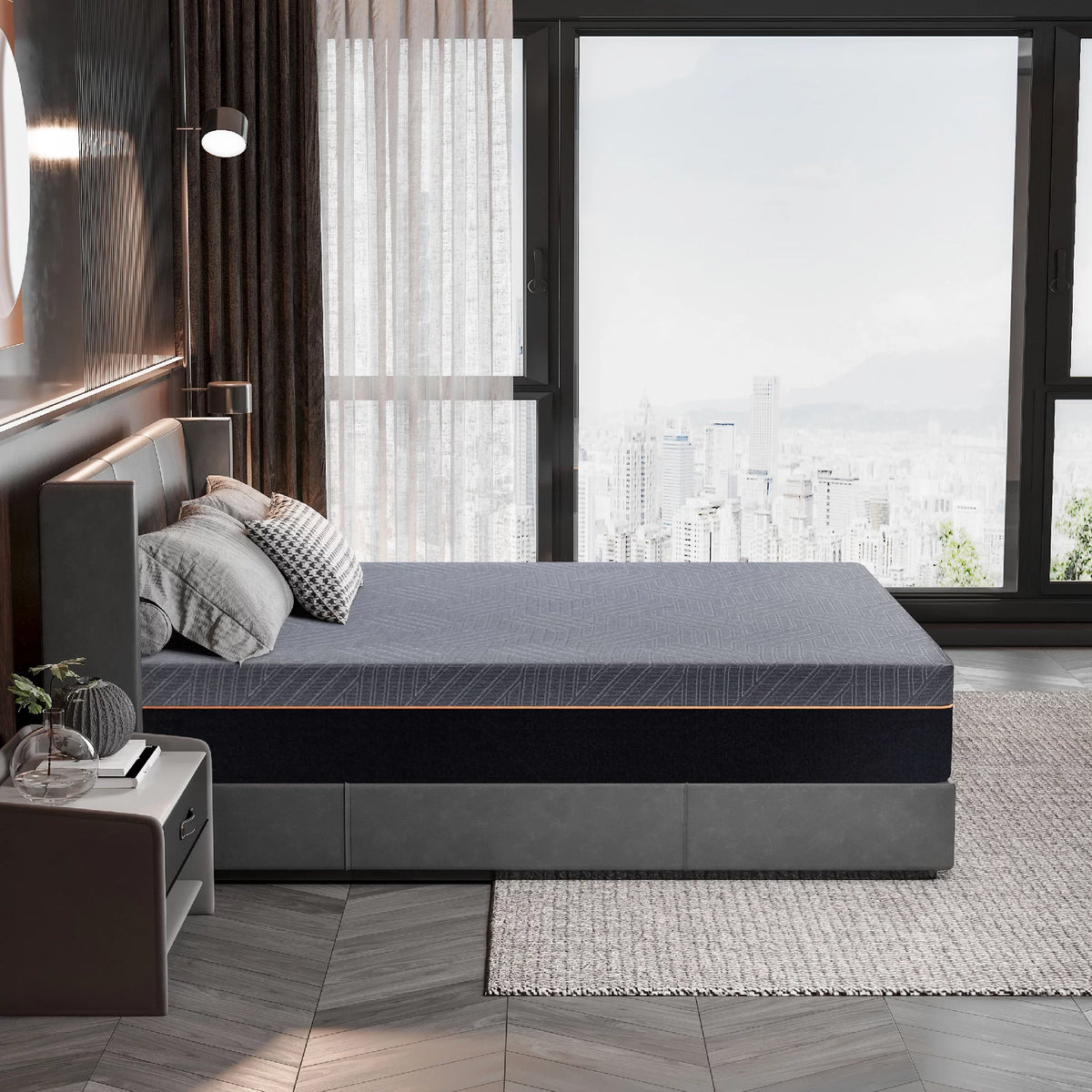 Black 12 inch Queen Gel Memory Foam Mattress S1087
