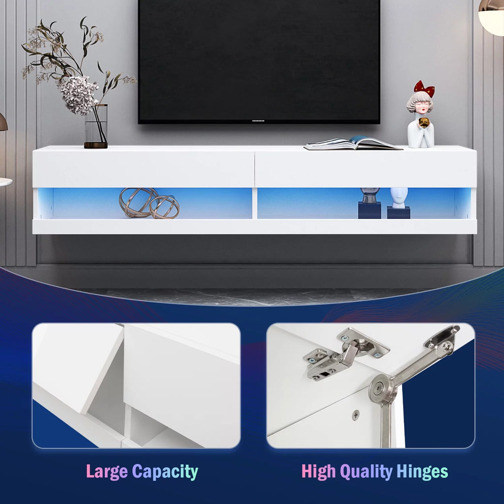 White Wall Mounted Floating TV Stand up to 80 inch A61103