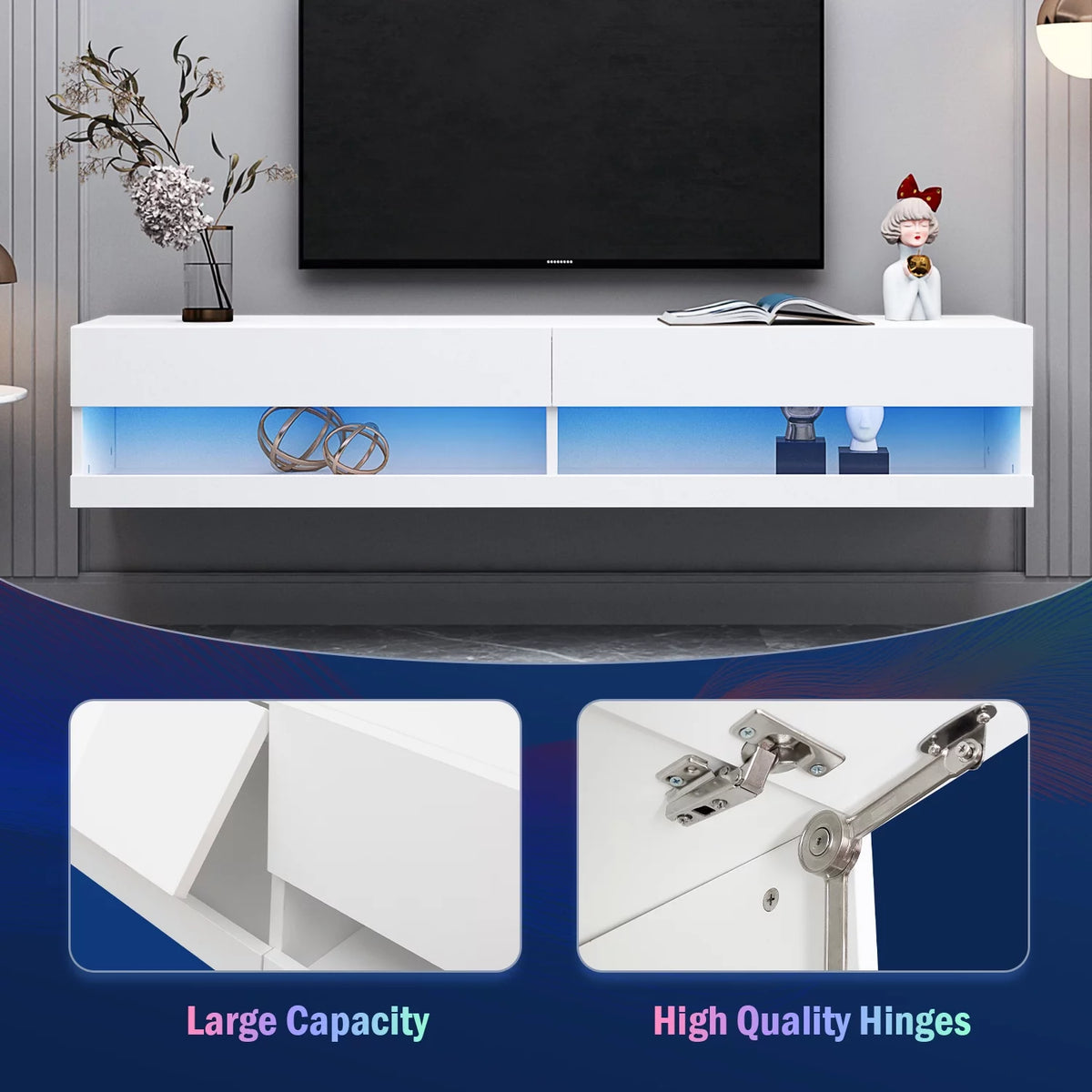 White Wall Mounted Floating TV Stand up to 80 inch A61103