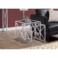 Chrome Metal & Tempered Glass Nesting Table Set I730882