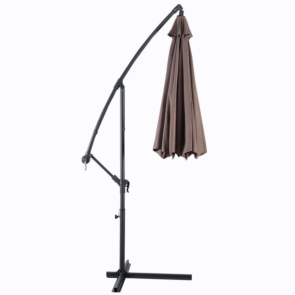 10' Hanging Patio Umbrella with Cross Base Tan M613